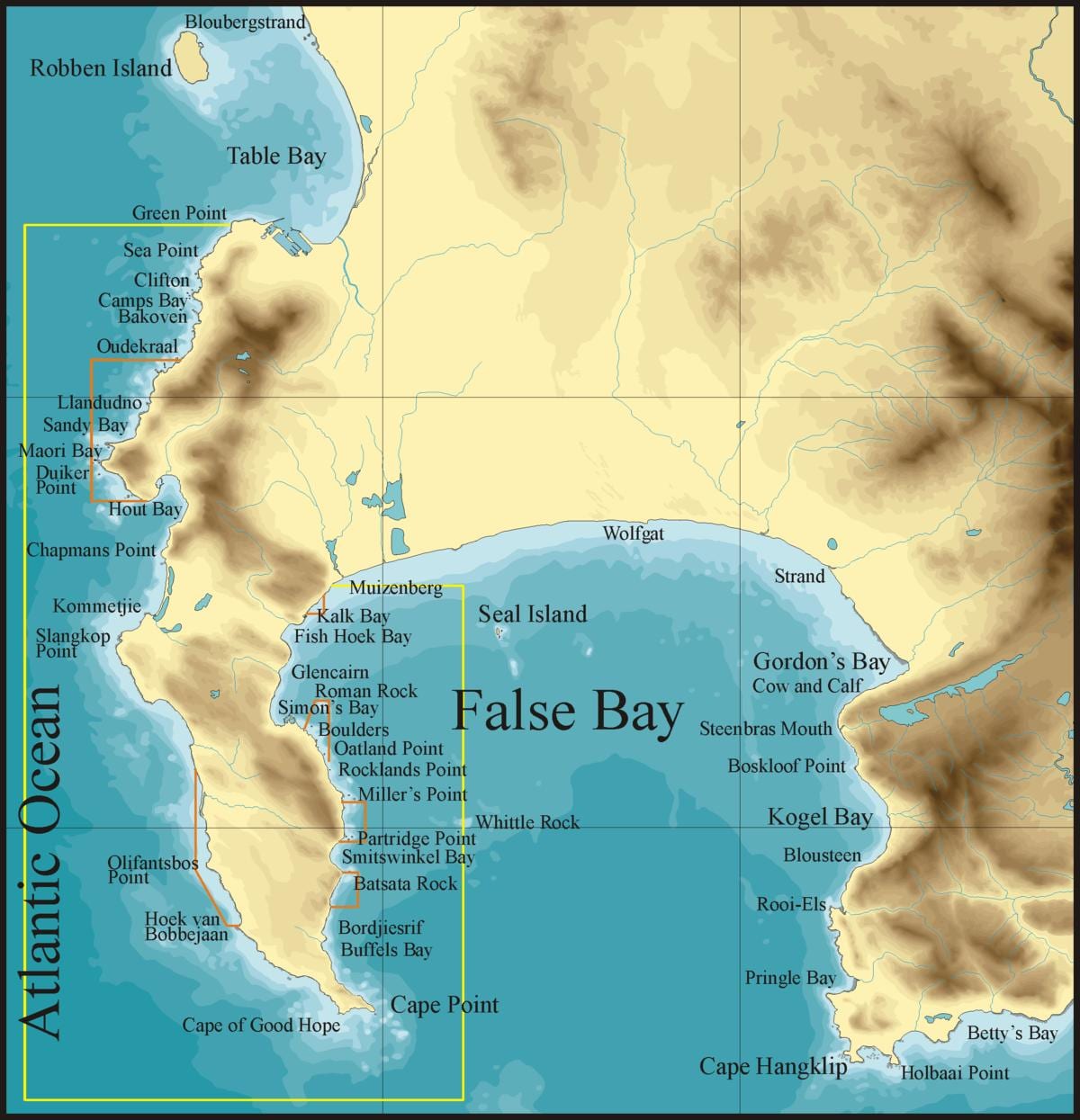 지도 false 베이 케이프타운
