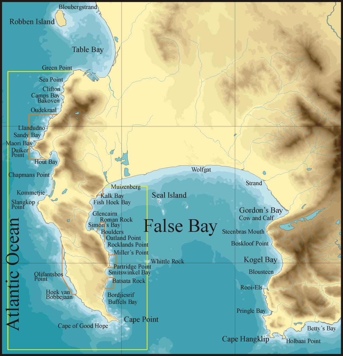 지도 false 베이 케이프타운