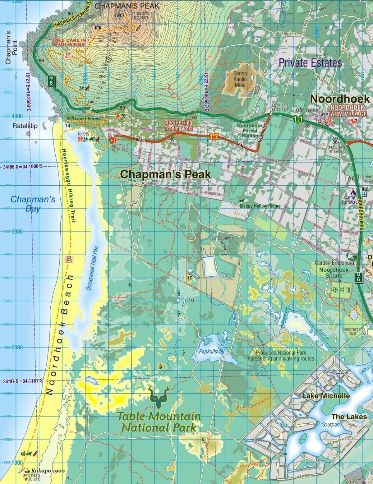 지도 noordhoek 케이프타운
