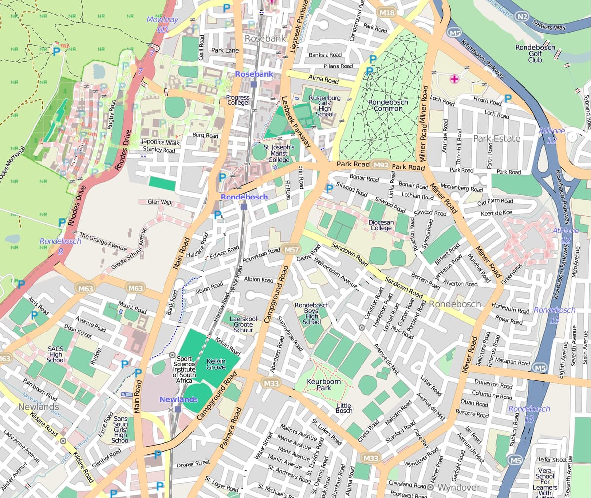 지도 rondebosch 케이프타운
