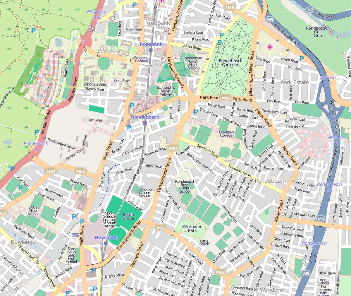 지도 rondebosch 케이프타운
