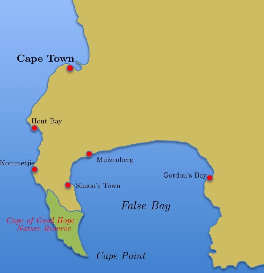 지도 simon's town 남아프리카 공화국