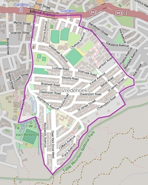 지도 vredehoek 케이프타운