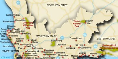 Western cape 해변 지도